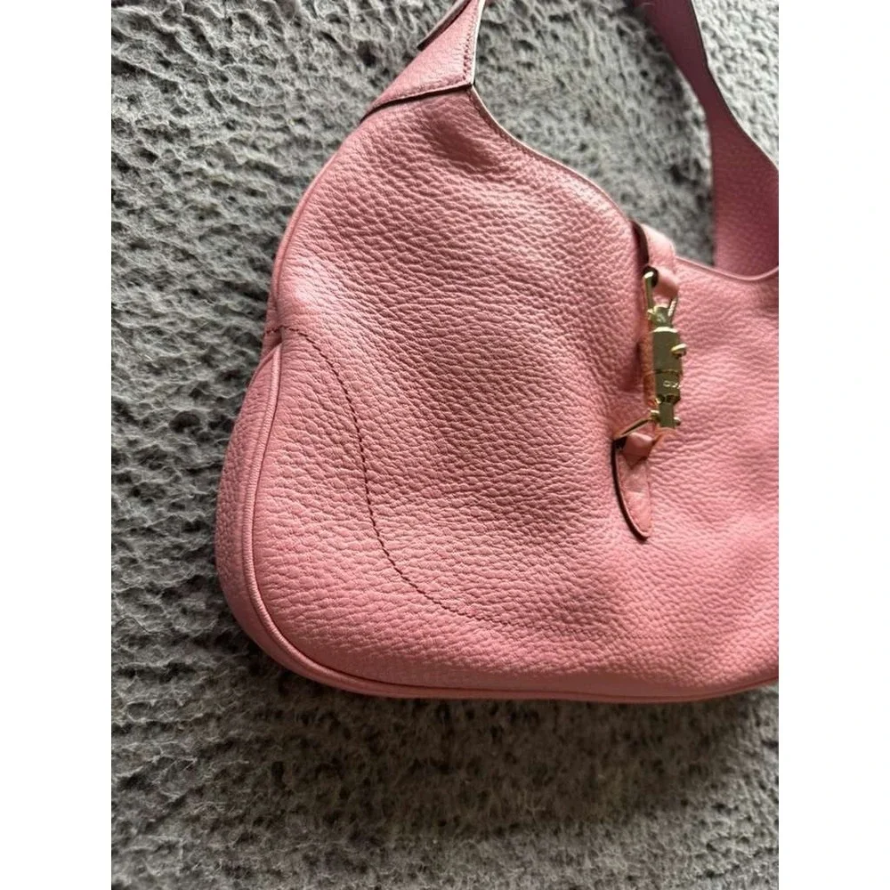 Gucci‎ Women's Pebbled Leather Jackie Small Hobo Medium Shoulder Bag Pink - Picture 3 of 13